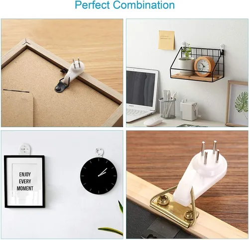 Vista 7 de MroMax Percha de pared dura para herrajes, sujetadores y ganchos, montaje en pared, gancho sin marcas, ganchos para marcos de fotos, 100