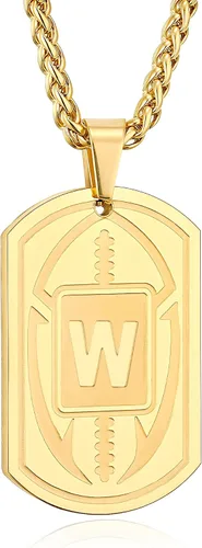 Vista 70 de Graduation Gifts - Football Initial Necklace for Men Boys Kids Teen Dog Tag Stainless Steel Black Letter Pendant Sport Football Athletes Jewelry