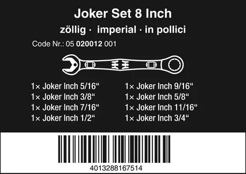 Vista 2 de Wera 05020012001 Juego de llaves combinadas Joker Imperial, 8 piezas