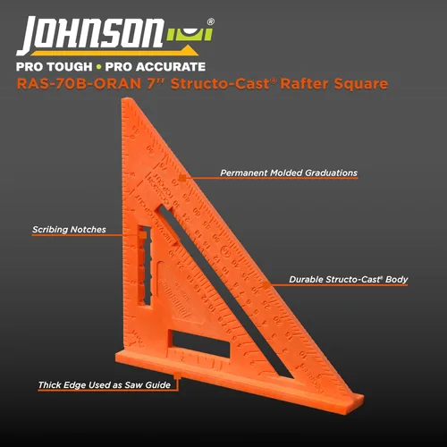 Vista 4 de Johnson Level & Tool RAS-70B-ORAN Escuadra de Viga Structo-Cast, 7", Naranja, 1 Escuadra