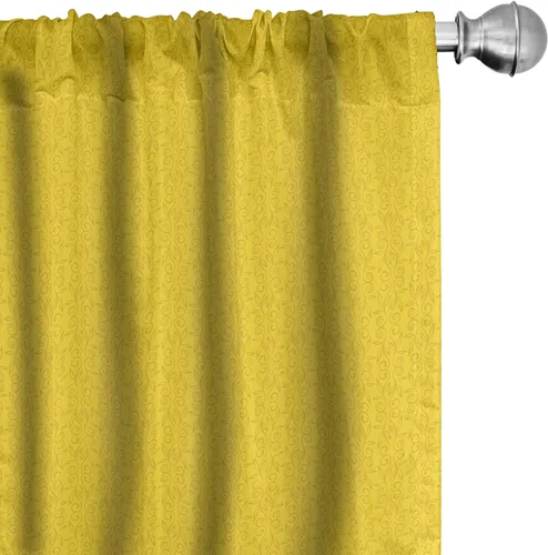 Vista 36 de Ambesonne Paquete de 2 cortinas otoñales para ventana, diseño otoñal con formas intrincadas en espiral y estampado de hojas voladoras, juego ligero