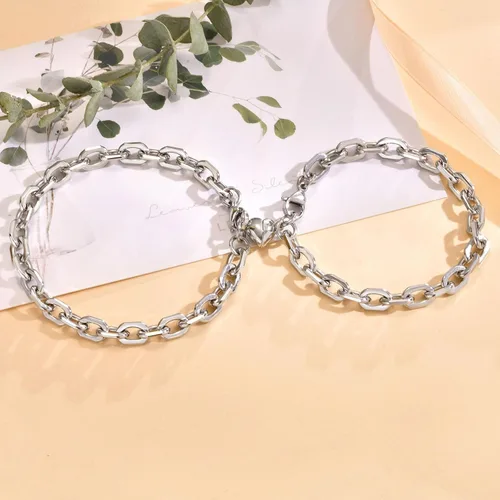 Vista 9 de TempBeau Pulsera para Pareja - Pulsera de Identificación Personalizada con Grabado Personalizado, Pulsera de Cuerda Trenzada para Él y Ella