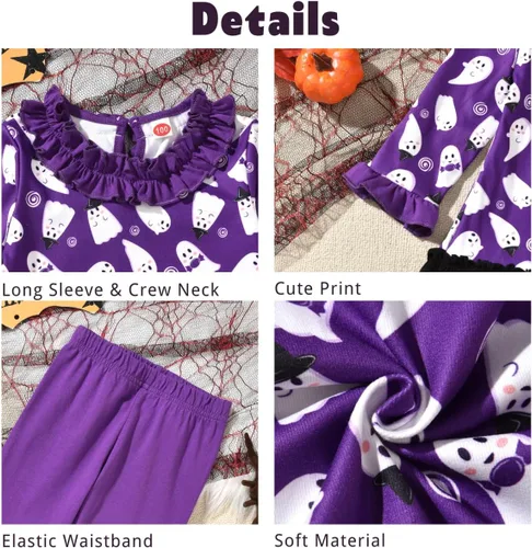 Vista 4 de Aalizzwell Traje de Halloween con volantes para niñas pequeñas 2-5T