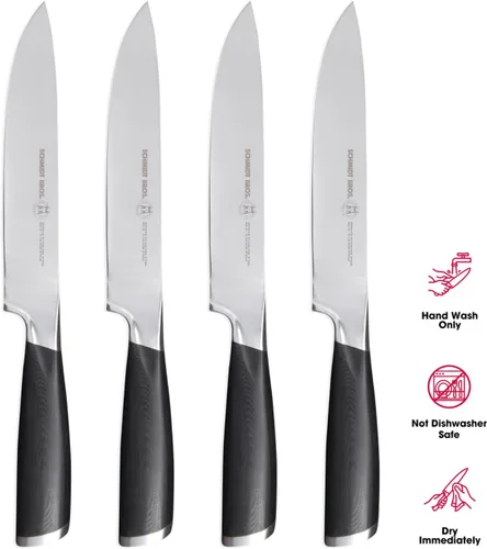 Vista 2 de Schmidt Brothers Heritage - Juego de 4 cuchillos de carne jumbo de acero inoxidable alemán de alto carbono