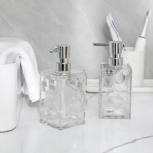 Vista 2 de Dispensador de Jabón de Manos, Botellas de Bomba de Líquido de Plástico Acrílico Transparente Recargables Dispensador de Loción para Decoración