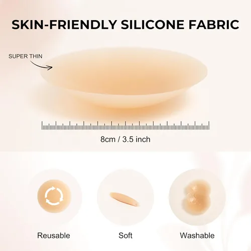Vista 5 de Cubiertas para pezones para mujer, almohadillas adhesivas de silicona ultrafina, reutilizables, impermeables, pétalos pegajosos