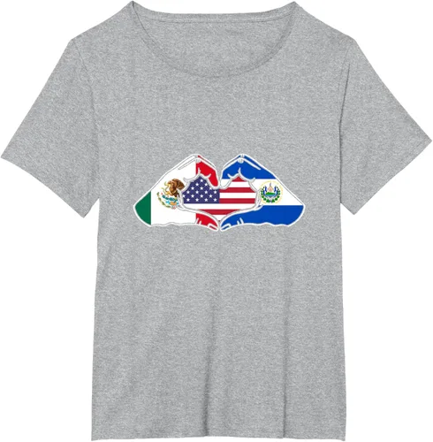 Vista 70 de Corazón manos México, El Salvador y Estados Unidos. Camiseta, Negro