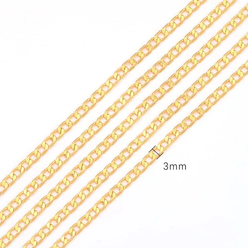 Vista 2 de BEADIA - Cadenas planas bañadas en oro de 18 quilates, 3 mm, 2 metros para la fabricación de joyas