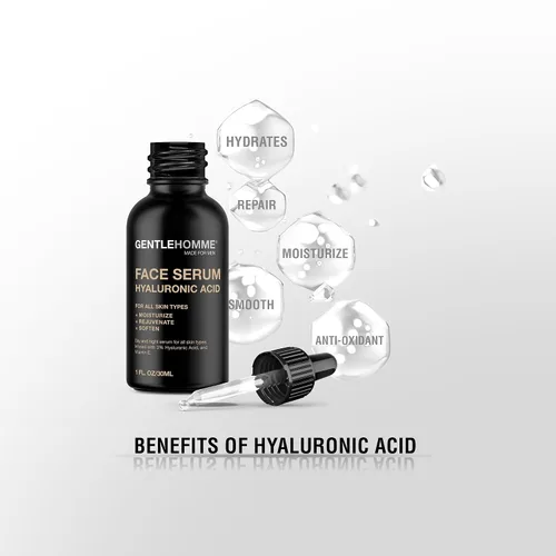 Vista 6 de Gentlehomme - Suero facial de ácido hialurónico - Suero facial para hombre - Con 3% de ácido hialurónico y vitamina E - Ayuda a hidratar