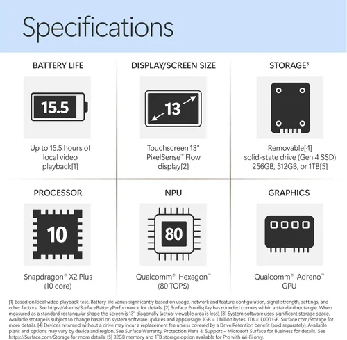 Vista 9 de Microsoft Surface Pro (2026), portátil 2 en 1 de rendimiento premium de 13 pulgadas, procesador Snapdragon X2 Plus, pantalla táctil, 16 GB de RAM