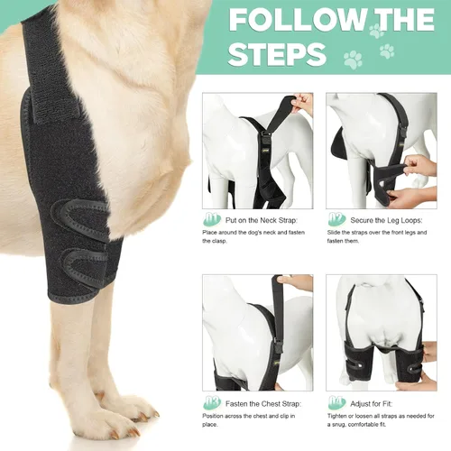 Vista 5 de Codera para perro con férula de metal, almohadillas protectoras de codo Hygroma para perros, callos de hombro, artritis, displasia, dislocación