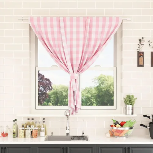 Vista 162 de Cenefas de cortina para ventana de 16 pulgadas de largo, 2 paneles de cuadros búfalo, cortinas pequeñas con bolsillo para barra, estilo clásico