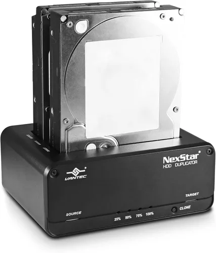 Vista 7 de Vantec NexStar JX, USB 3.2 Gen1, base de doble bahía para unidad SATA III con función de clon, USB 3.2 Gen1 (NST-D258S3-BK), negro