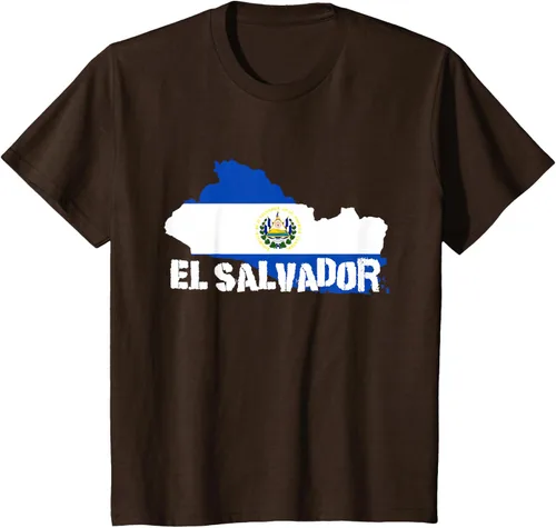 Vista 44 de Camiseta con la bandera de El Salvador, mapa de El Salvador, camiseta de Salvador para mujer, Negro
