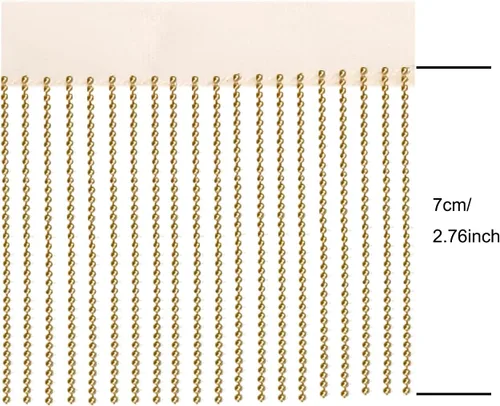 Vista 3 de 1 yarda de aleación de oro con flecos de costura con cuentas de encaje, cadena de borla para accesorios de ropa y decoración de manualidades (dorado)