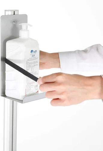 Vista 5 de M&T Displays Soporte universal de suelo para jabón líquido/loción o productos desinfectantes de manos, máscara facial médica, guante desechable