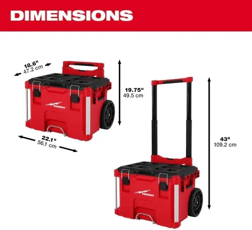 Vista 3 de 48-22-8427 para Caja de herramientas rodante Milwaukee PACKOUT Longitud 18 pulgadas Ancho 22 pulgadas Altura 19.5 pulgadas - Rojo/Negro