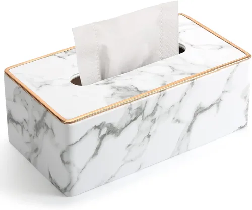 Vista 9 de Cubierta de caja de pañuelos, soporte de caja de pañuelos de cuero PU Rectangular Box Covers para el hogar/oficina/decoración del coche 9.84 "X5.23