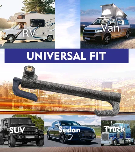 Vista 6 de Dispositivo antirrobo para volante de automóvil, bloqueo de freno de pedal de volante, doble gancho retráctil, productos de seguridad