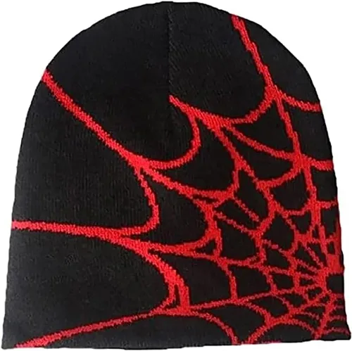 Vista 2 de Sombrero de punto con patrón de araña Y2K invierno cálido sombrero de lana moda moda hip hop suéter sombrero casual deportes para hombres mujeres