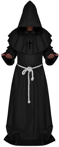 Vista 2 de Coser Park - Disfraz de monje medieval para Halloween, disfraz con capucha