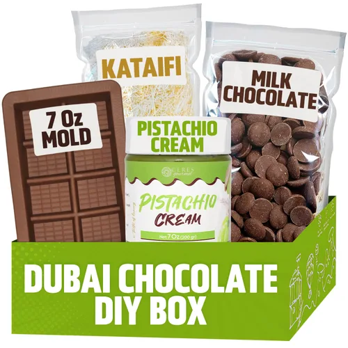 Vista 9 de Kit de DIY para Barra de Chocolate de Dubái – Incluye molde, 12.3 oz de obleas para derretir, 3.5 oz de kataifi, 7 oz de crema de pistacho – Kit