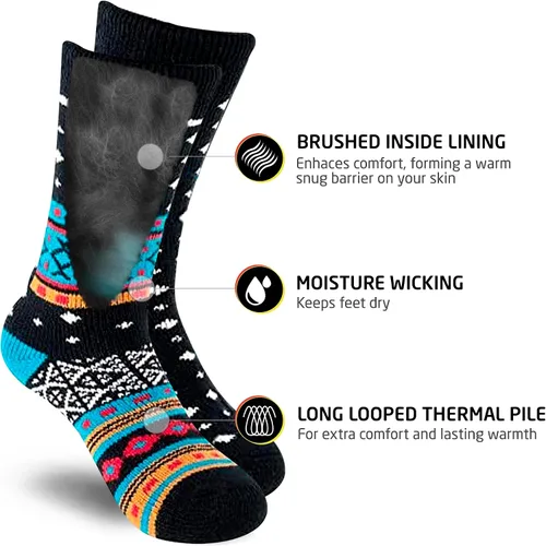 Vista 5 de HOT FEET Calcetines térmicos para mujer, calcetines térmicos para clima frío, gruesos y cálidos, para senderismo, calcetines aislados, tallas