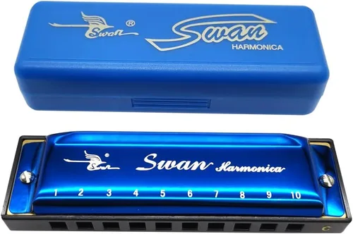 Vista 17 de Swan Marcador diatónico de armónica de 24 agujeros C clave polifónico nivel de rendimiento profesional adultos estudiantes principiantes Negro