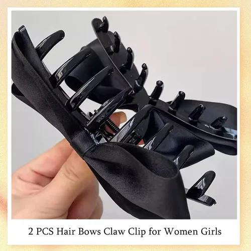 Vista 8 de Pinzas Premium para el Cabello para Mujeres: Pinzas de Garra con Lazo para Cabello Grueso y Delgado, Pinzas Grandes Antideslizantes con Lazo en Negro