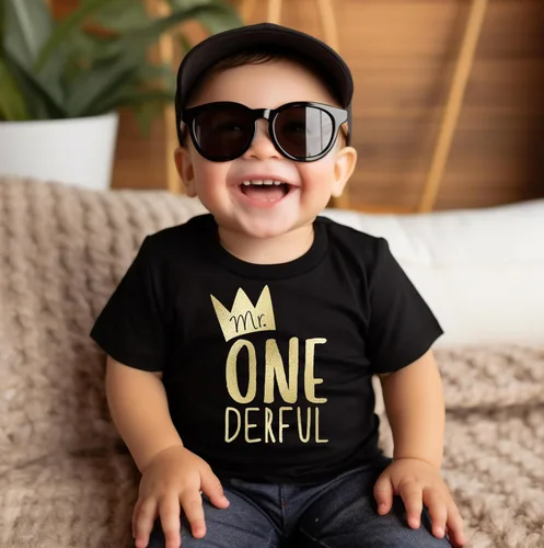 Vista 3 de Mr One-Derful - Camiseta de béisbol para niño de primer cumpleaños