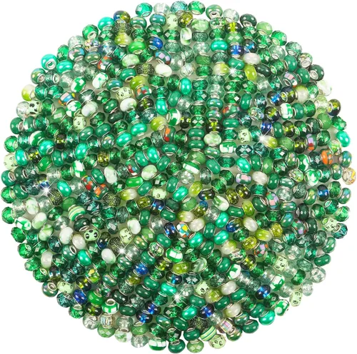 Vista 14 de 60 Piezas Cuentas Espaciadoras de Agujero Grande Cuentas Negras Surtidas Europeas para Manualidades Cuentas Grandes de Agujero Grande Lampwork