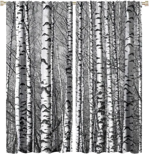 Vista 25 de Cortinas de abedul para sala de estar, niebla matutina en otoño, decoración del hogar, 42 x 45 pulgadas de largo