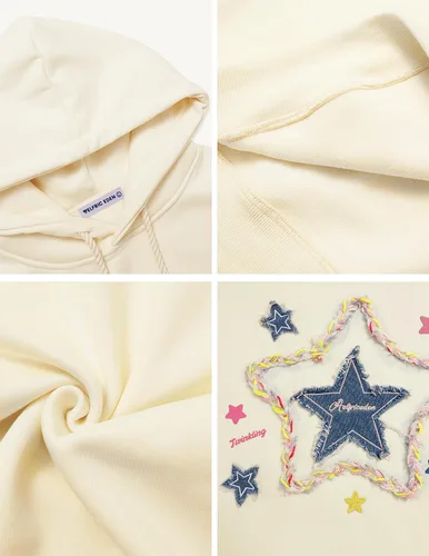 Vista 5 de Aelfric Eden Sudaderas con capucha de gran tamaño para mujer, con estampado de estrellas, de vellón, unisex, con bolsillo