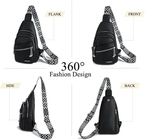 Vista 4 de IAGOM Sling Bag for Women Crossbody Bag, Chest Bag Fanny Packs Sling Backpack with Zip Anti Theft Pocket for Hiking Travel