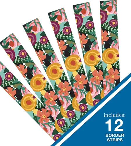 Vista 2 de Carson Dellosa Grow Together - Bordes de tablón de anuncios de flores de 36 pies, 12 tiras de ribete floral para pizarra blanca, corcho y cartón
