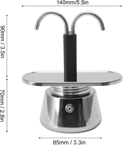 Vista 2 de 2 tazas 3.4 fl oz pote, doble cafetera de acero inoxidable, cafetera de doble canalón, puede hacer auténtico café Itan
