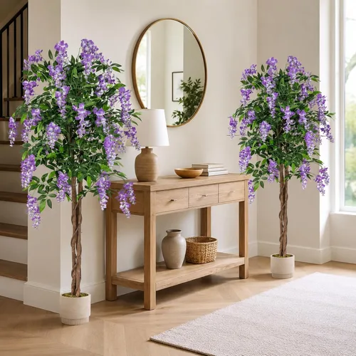 Vista 7 de Árboles artificiales ficus de 5.5 pies para decoración de interiores o exteriores