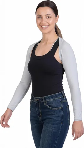 Vista 8 de OutdoorEssentials Mangas de brazo para mujer – Chal de golf UV con mangas – Bolero de entrenamiento – Medias de brazo para protección solar Negro