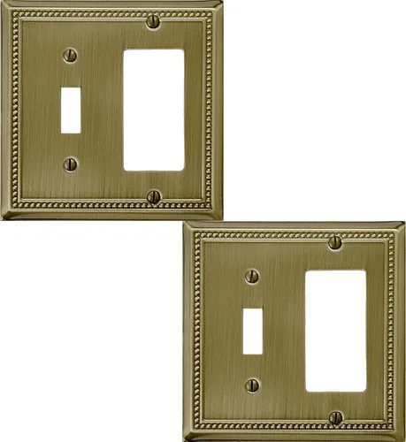 Vista 41 de OKAWYC Belaire - Cubierta para interruptor de luz de decoración individual, placa de pared de metal con cuentas, paquete de 4 unidades de bronce