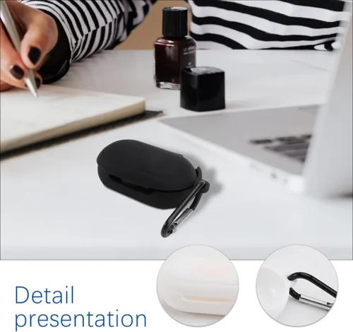 Vista 4 de Hemobllo Funda para auriculares inalámbricos compatible con Galaxy Buds Plus, paquete de 2 fundas protectoras de silicona con llavero portátil