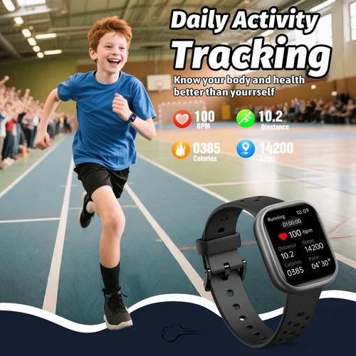 Vista 6 de Heroange - Reloj inteligente para niños y niñas, resistente al agua IP68, reloj de seguimiento de fitness para niños con pantalla de 1.83", monitor