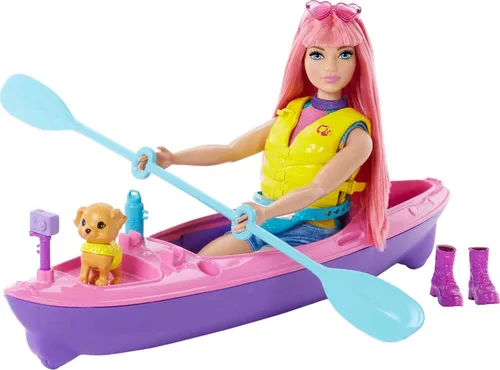 Vista 10 de Barbie Muñeca y accesorios, se necesitan dos muñecas de camping "Brooklyn" con cachorro de mascota y más de 10 accesorios