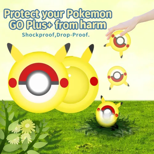Vista 4 de Funda protectora de silicona, compatible con Pokémon Go Plus+ 2023 amarillo