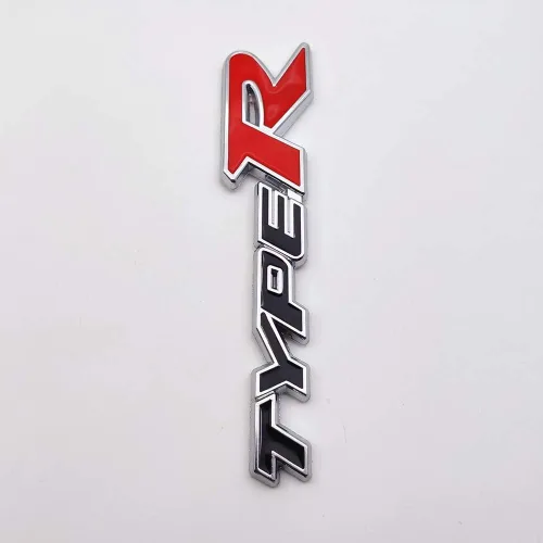 Vista 6 de Emblema de Coche de Metal Cromado con Logo Type-R, Insignia Deportiva de Carreras 3D Premium, Calcomanía Adhesiva de Poder Turbo (Negro y Rojo)