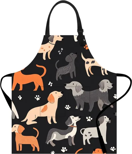 Vista 25 de Delantal de cocina para el hogar, cocina, horneado, jardinería, para mujeres y hombres, con bolsillos, delantal impermeable, 32 x 28 pulgadas