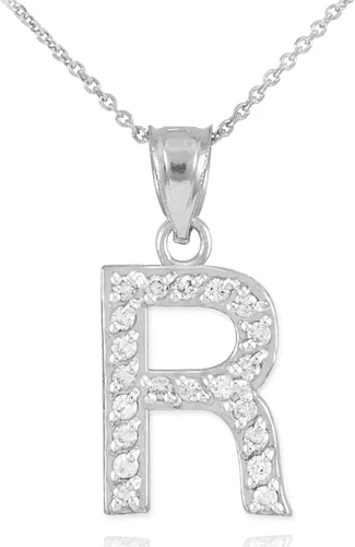 Vista 35 de Claddagh Gold . Collar con colgante de letra inicial de plata de ley 925 con circonita cúbica - Elección de tamaños