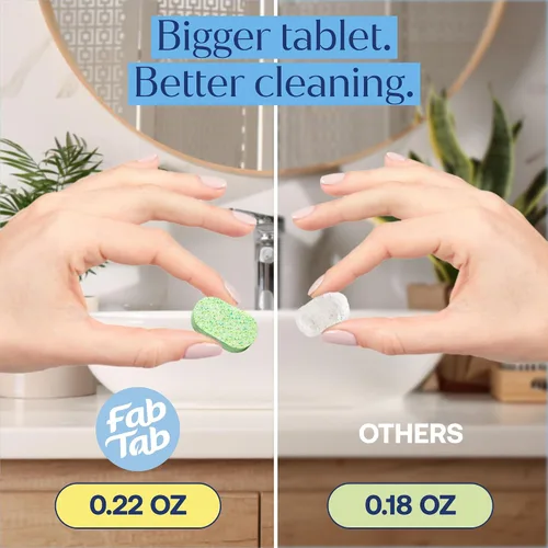 Vista 4 de Fab Tab Tabletas de repuesto en aerosol de limpieza de baño, tabletas de spray limpiador multiusos, productos de limpieza naturales, a base
