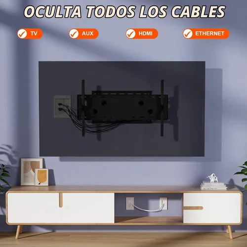 Vista 3 de Kit de organización de cables de pared, kit de pared para ocultar cables de TV con placa de pared de cepillo y cable de 9.8 pies, 2 salidas de CA