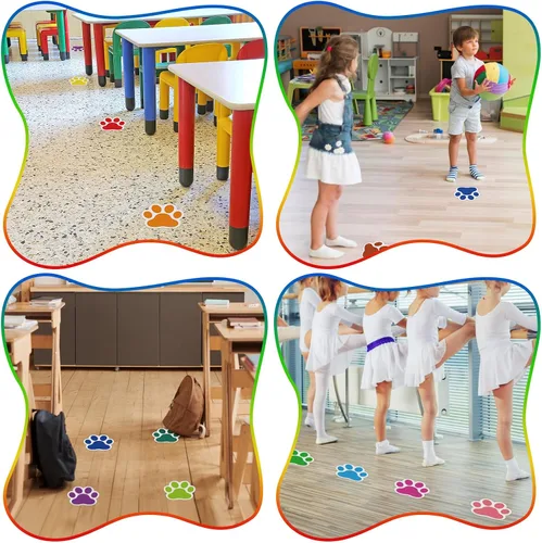 Vista 5 de 58 calcomanías de suelo para el aula, 5 pulgadas, puntos de línea de aula, marcadores de puntos de piso, calcomanías autoadhesivas, decoraciones