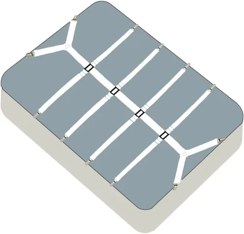Vista 5 de Correas de sábanas ajustables entrecruzadas para mantener tu cama ordenada (blanco)